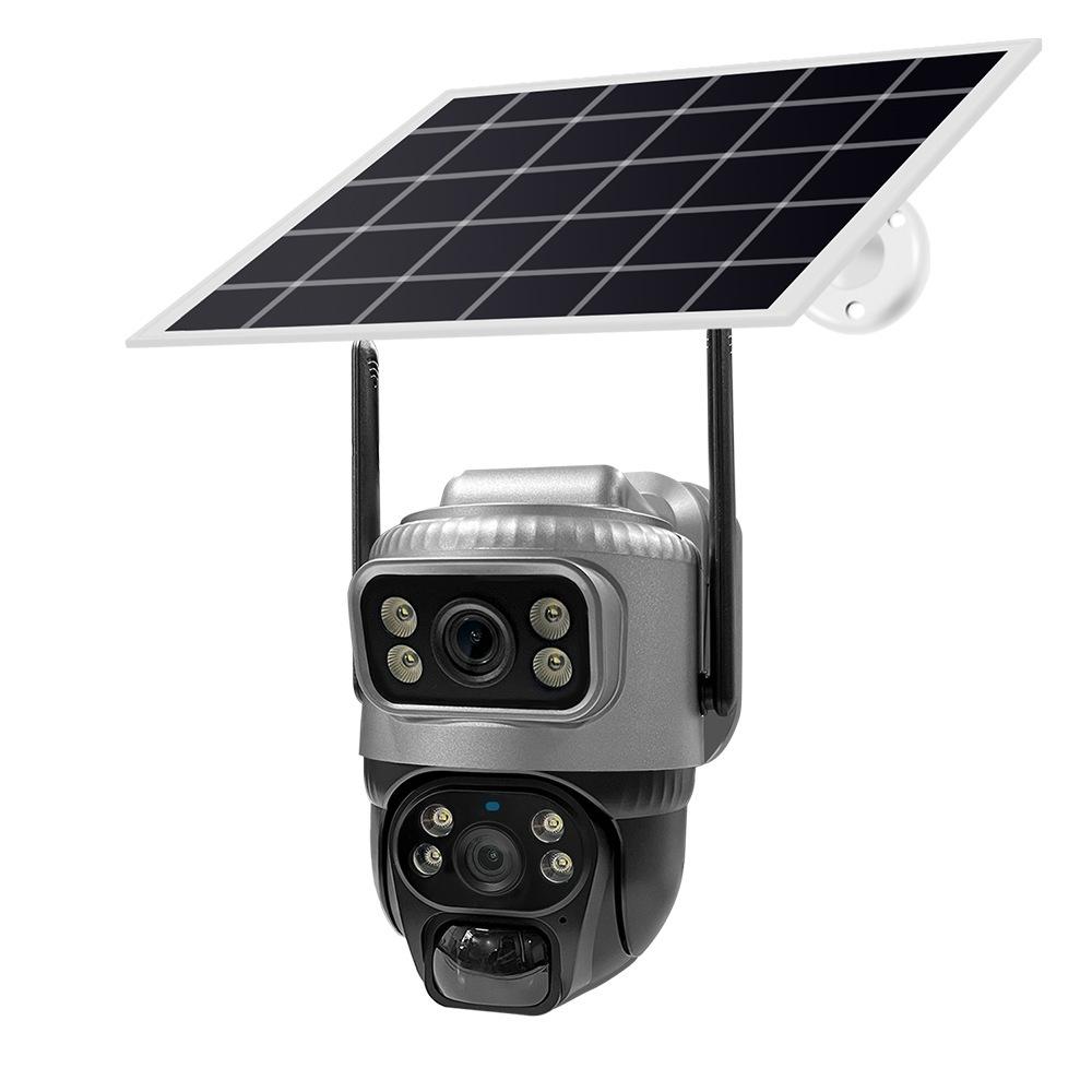 V380太阳能solarcctv摄像头家用手机远程双镜头室外