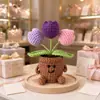 Adorno de Planta en Maceta Rosa Tejido a Mano Lindo con Manos y Pies Flor de Hilo Maceta Muñeca Decoración Creativa de Escritorio