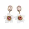 Pendientes de Flor de Resina con Flor Azul Claro y Aguja Plateada con Diamantes, Pendientes de Estilo Festivo a la Moda, Pendientes de Lujo Ligero de Alta Gama para Mujer