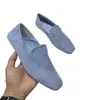 Mocassins Retro Estilo Britânico de Pele de Ovelha para Mulheres Sapatilhas de Couro Genuíno Sapatos Slip-On Foscos Preguiçosos para Usar com Saia Sapatos Pequenos de Couro