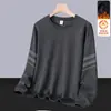 Sudadera con forro polar para hombre, nuevo modelo otoño e invierno 2025, cuello redondo, corte holgado, sin capucha, chaqueta de manga larga para hombre, moderna