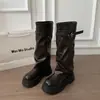 Botas Chunky com Plataforma para Meninas Baixas, Aumentadoras de Altura, Botas de Cavaleiro Elegantes, Versáteis e Confortáveis com Fivela, Novidade Outono Inverno 2026
