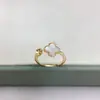 Anillo de trébol de cuatro hojas con concha marina, anillo de perlas DIY, base en blanco, accesorios de joyería al por mayor, anillo abierto ajustable de moda