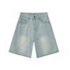 Nirben Denim Marca de Tendência Americana Tinta Salpicada Ponto Jeans Shorts Jeans Masculino High Street Solto Reto Meia Calça