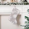 Decoración de árbol de Navidad, calcetines de Navidad de jacquard de felpa gris, calcetines de Navidad con copos de nieve, bolsa de regalo, calcetines de dulces, bolsa de regalo