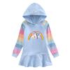 Vestido suéter com capuz para meninas outono 2022 nova roupa infantil saia inferior vestido infantil primavera e outono vestido de menina
