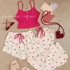 Camisola de Pijama Estampada para Mulheres para Venda por Atacado Transfronteiriça, Lingerie Sexy de Verão, Moda Íntima Plus Size para Mulheres, Conjunto Solto de Três Peças Fábrica