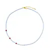 Collar de Ágata Roja Fresca de Verano con Cuentas, Cadena Sencilla de Clavícula con Cuentas de Piedra Natural Dulce de Lujo Ligero y Atmosférico