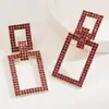 Brincos Transfronteiriços Europeus e Americanos, Exagerados Estilosos, Brincos Quadrados Geométricos de Diamante, Modernos, Tendência, Clássicos, Versáteis para Mulheres