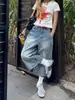 Shorts Vaqueros Scimitar con Estilo High Street Americano para Mujer, Versátiles de Verano Casual de Cintura Alta Holgados Adelgazantes Pantalones Acampanados Cortos