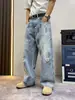 Pantalones de Mezclilla Rasgados y Desgastados Verano 2026 para Hombre Tendencia Canalla Estilo Callejero Genial Pierna Recta Pierna Ancha Sueltos Versátiles Pantalones Largos