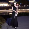 Vestido de Noche de Alta Gama, Banquete de Lujo Ligero, Elegante Vestido de Cola de Pez de un Solo Hombro para Damas que Asisten a la Reunión Anual, Vestido de Presentadora