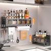 Estante de Almacenamiento para Cocina, Estante Multifuncional para Especias, Estante para Cajas de Especias Montado en la Pared sin Taladrar, Estante de Almacenamiento de Especias de Múltiples Niveles