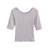 Camiseta Básica de Manga Média Estilo Europeu e Americano para Mulheres, Verão Quente Garota Sexy Clavícula Exposta, Valoriza a Silhueta, Camiseta Base Cropped para Usar por Baixo Ins