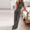 Europeo y Americano Transfronterizo 2023 Nuevo Primavera y Verano TEMU Estación Independiente Manga Corta Color Sólido Tejido Casual Hogar Traje de Dos Piezas para Mujer