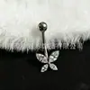 Anillo para Ombligo de Aleación de Titanio F136 Incrustado con Mariposa de Circonita Brillante Forma de Ojo Forma de Mariposa Piercing de Titanio G23 Rosca Interna Joyería
