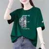 E-commerce Transfronteiriço Comércio Exterior Moda Gestante Liquidação Camiseta de Manga Curta Feminina Solta Tamanho Grande Emagrecedor Esconde Barriga Estilo Coreano Top Tendência