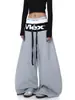 Direto do Fabricante: Cintura de Xadrez Estilo Americano com Patchwork de Letras, Calça Jogger com Cordão para Homens e Mulheres, Calça de Dança Larga e Solta
