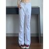 Jeans de Cintura Alta con Estampado de Rayos para Hombre y Mujer, Pantalones Delgados Estilo Americano de Alta Calle, Pantalones Slim Rectos Scimitar Ligeramente Acampanados