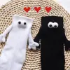 Succión magnética Navidad se darán la mano calcetines color sólido calcetines de tubo divertidos personalizados transpirables versátiles calcetines blancos calcetines de Navidad moda