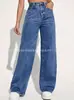 Jeans Rectos de Tiro Alto Americanos de Comercio Exterior para Mujer 2025 Nuevo Otoño Pequeños Sueltos Caídos Color Liso Pantalones de Pierna Ancha
