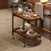 Mesa de Té Móvil de Madera Maciza Mesa de Té Pequeña para el Hogar Sala de Té Gabinete de Té Rueda Universal Carrito Nuevo Estilo Estante de Almacenamiento Balcón