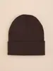 Gorro de malha circular liso de cor sólida, circunferência da cabeça grande, unissex, acessório de cabeça quente de camada dupla