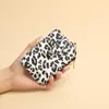 Portatarjetas de Piel Sintética con Estampado de Leopardo Transfronterizo con Múltiples Ranuras para Tarjetas, Billetera Compacta con Cremallera para Monedas, Portatarjetas Portátil, Colgante para Llaves, Bolsa de Cosméticos