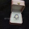 Anillo femenino de calcedonia blanca hielo con incrustaciones plateadas y diamantes, elegante anillo de jade atmosférico de ágata verde, venta al por mayor.