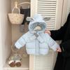Ropa de Invierno Coreana para Niñas de Plumón y Algodón Nueva Dulce Sudadera con Capucha y Bufanda para Bebé Chaqueta Acolchada Gruesa y Cálida