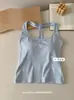 Camiseta Deportiva de Tirantes Estilo Americano Picante para Mujer con Copas Fijas Integradas, Corte Ajustado, Top de Moda para Usar por Dentro y por Fuera