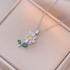 Collar para Mujer, Estilo Celebridad de Internet Europeo y Americano, Conjunto de Accesorios Giratorio de Flor de Girasol con Circonita Transfronterizo, Cadena para Clavícula Giratoria de 360 Grados