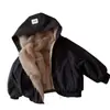 Jaqueta infantil reversível com forro de fleece, conjunto combinando pai e filho para outono e inverno, parka espessa com forro de pelo integrado