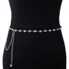 Nova Moda de Verão Cinto Feminino com Fivela Floral Cravejada de Strass e Corrente Metálica Corrente de Cintura para Combinar com Vestidos, em Estoque