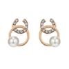 Pendientes de moda estilo Dongdaemun Chanel de Corea del Sur, elegantes y sencillos pendientes de perlas con incrustaciones de diamantes, pendientes de plata S925 con aguja de celebridades de Internet.