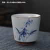 Taza maestra de loto pintada a mano de fresno vegetal, taza individual, juego de té de kung fu, taza de té, taza de degustación de té de bambú azul y blanco retro, taza de cerámica