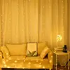 Luzes de Cortina de Fio de Cobre LED Decoração de Feriado de Natal Luzes de Fada Fundo de Casamento Vitrine Quarto Cascata USB
