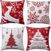 Almofada Natalina Popular Temu Estampada Papai Noel Material de Linho Capa de Almofada Decorativa para Sofá da Sala de Estar de Inverno