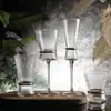 Luxo Leve Taça com Borda Dourada Padrão Vertical Linha de Cintura Dourada Taça de Vinho Tinto Bar Taça de Coquetel Casa Conjunto de Copos de Água com Padrão Vertical