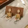 Pendientes vintage de esmalte de gota para mujer, incrustados con flores pequeñas, perlas de agua dulce naturales, lujo ligero, sensación de alta gama, pendientes versátiles