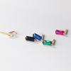 Nalan Plata S925 Aretes de Tuerca de Diamantes Cuadrados Coloridos Pendientes de Tuerca para el Cartílago de la Oreja para Estudiante M01786