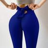Calça de Yoga de Cadarço de Cintura Alta, Calça Esportiva para Pilates, Corrida e Treinamento, Calça Fitness Levanta Bumbum, Calça de Nove Pontos Cor de Pêssego