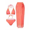 2026 Nuevo Estilo Europeo y Americano Transfronterizo Amazon Comercio Exterior Clásico Dividido Sexy Conjunto de Traje de Baño de Tres Piezas para Mujer