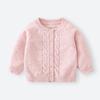 Cardigã de Tricô para Meninos e Meninas, Jaqueta Pequena Casual, Suéter de Algodão com Ponto Trançado para Outono e Inverno para Crianças Pequenas e Crianças