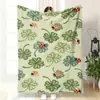 Amazon Tk Best-Seller Transfronterizo Simple Verde Artístico Manta de Siesta Manta de Franela Trébol de la Suerte Funda de Manta