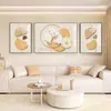 Pintura Decorativa para Sala de Estar de Luxo Leve Estilo Creme Parede de Fundo para Sofá Triptych Combinação de Pintura de Parede Arte de Parede de Alto Padrão Novo Chinês