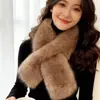 Bufanda nueva de imitación de piel de zorro para otoño e invierno, calentador de cuello de felpa de imitación de marta engrosado, a prueba de viento y cálido, con un cuello cruzado de piel