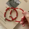 Pulsera de la Fortuna de Plata de Ley S925 con Ágata Roja Natural Estilo Chino Nuevo Simple Moda Pulsera de Calabaza Elegante Versátil Accesorio de Mano