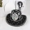 Sombreros de Nuevo Estilo Transfronterizos con Pedrería al por Mayor Moda Sombreros Vaqueros Occidentales Sombreros para Fiestas de Música Jazz Sombreros Vaqueros de Fieltro