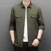 Camisa de trabalho para transmissão ao vivo masculina manga longa 2023 Primavera e Outono Nova Blusa casaco casual tamanho grande camisa de algodão mercerizado